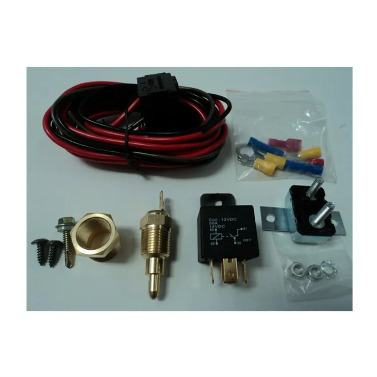 1*Electric Fan Wiring Install Kit Complete Thermostat 50 Amp Relay 743811478223 