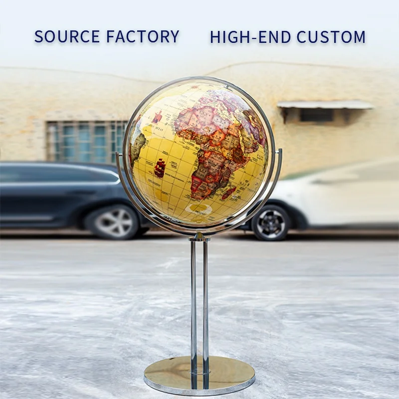 Seeball 100 cm four-column vertical bright chrome universal globe resin mover table globes