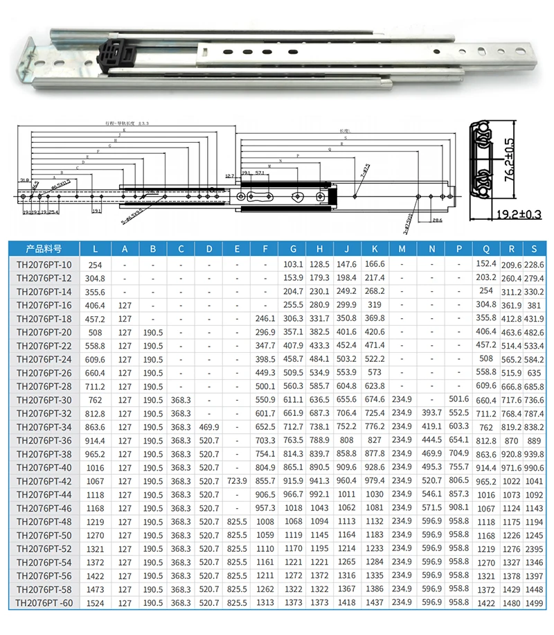 Truslide 227KG Load Capacity Drawer Slide Heavy Duty Slide Rail  Ball Bearing Drawer Slide