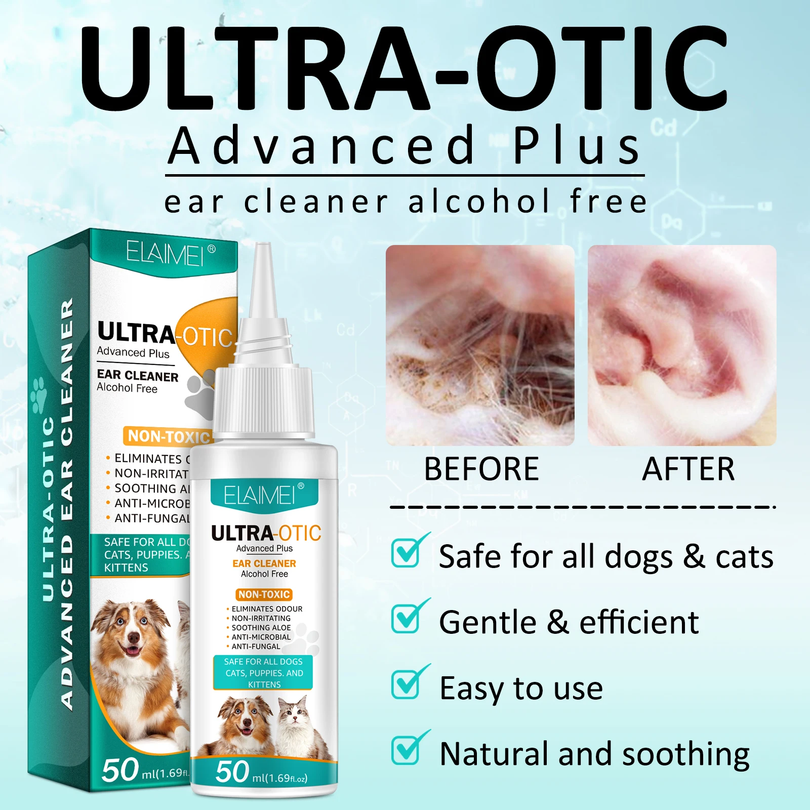 Elaimei 50ml Pet Grooming Products Ear Care Infection Treatment Drops ...