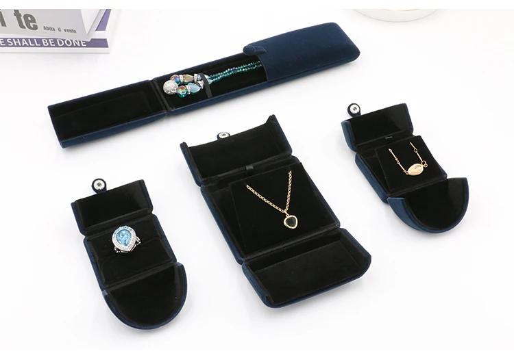 Double Open Velvet Pink Box Jewelry Flannel Suede Necklace Box Jewelry