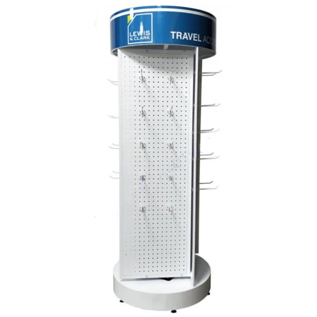 Custom Made Metal Rotating Display Stand 4 Sided Perforated