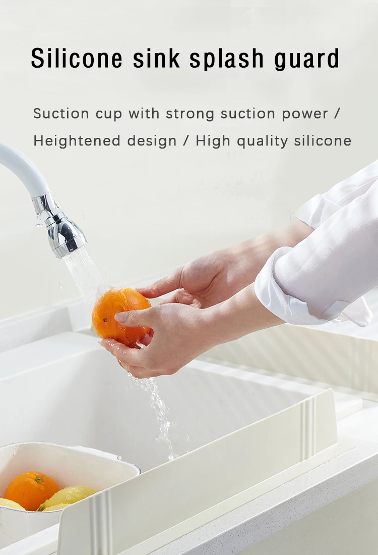 Sink Water Splash Guard With Powerful Suction Sucker Kitchen Bathroom
