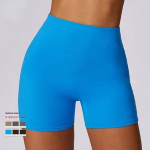 Hip Lifting High Waist Solid Yoga Gym Running Shorts Brushed Tummy Control Quick Dry Breathable Eco-Friendly Fitness Women's