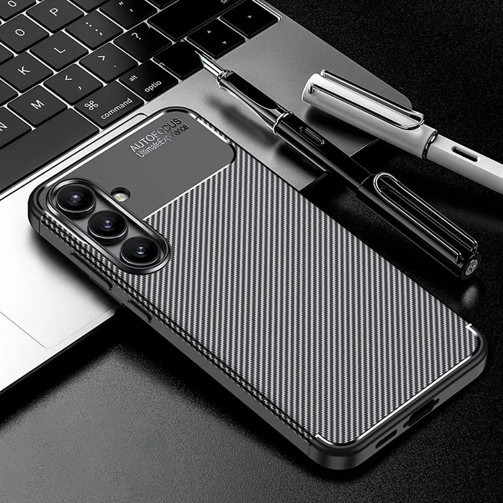 Laudtec Carbon Fiber Texture Phone Case For Samsung S24 S23 Fe Plus Ultra Thin Shell Slim Skin Friendly Cover Business Sjk776