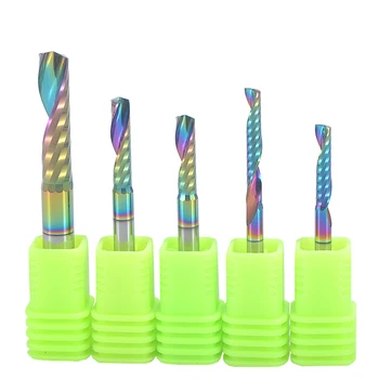 Spiral Milling Cutter 3.175mm Single Flute Spiral Carbide Tungsten Colorful Coated Wood Milling Cutter Engraving Drill Bit