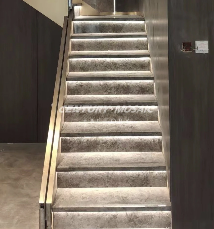 Centurymosaic Wholesale Natural Stone Straight Spiral Marble Stair Step ...