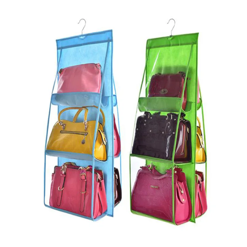 Foldable Hanging Bag Storage Case Anti Dust Protable Shelf Bag Purse Handbag  Organizer dust bag Door Sundry Pocket Hanger Storage 