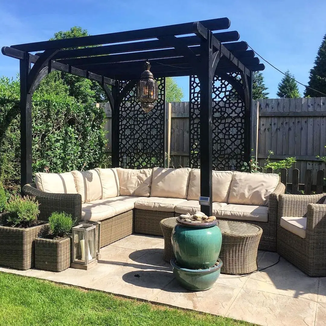 Laser Cut Artificial  Gate Perforated Metal Sheet Black Profile  Aluminium Fence Panels Small Fences for Gardens