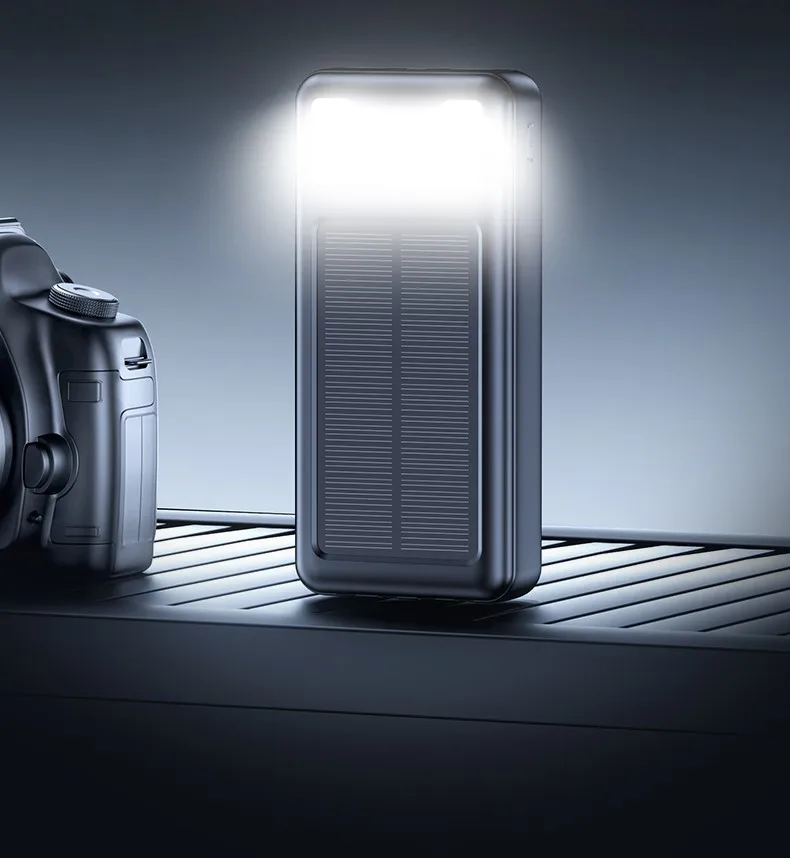 Portable Solar Power Bank with Flashlight Torch 10000mAh 20000mAh Solar Charger for Outdoor