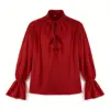 Puff sleeve shirt in red