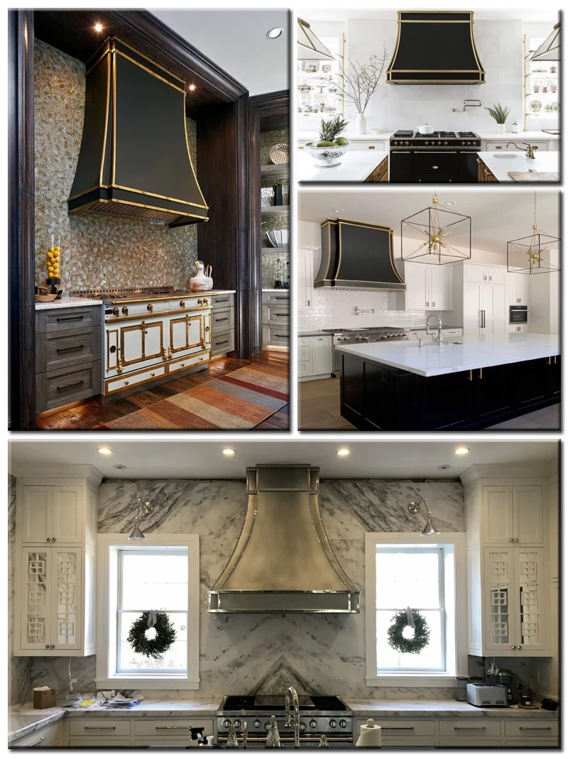 Seven Sided French Luxury Customized Black Kitchen Range Hoods With ...