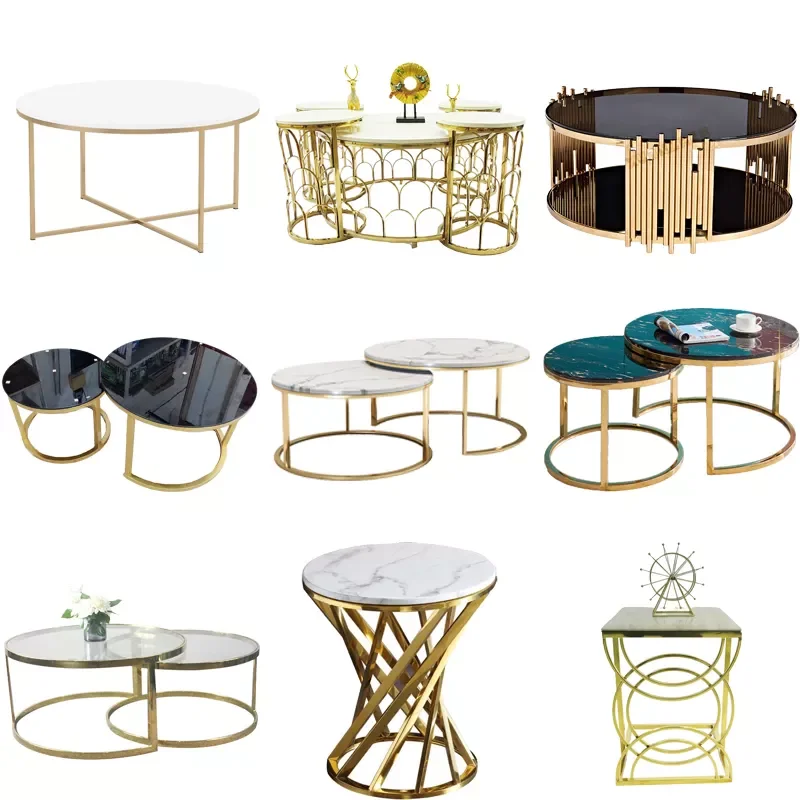 Modern Luxury Furniture Living Room Gold Mirrored Round Glass Top Nesting Coffee Table Set Buy