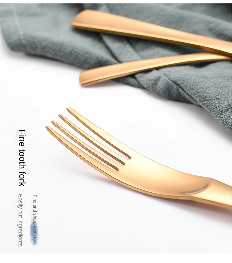 304 Stainless Steel Flange Wire Titanium-Plated Rose Gold Knife Fork and Spoon Four-Piece Tableware Set Western Food Hotel Steak