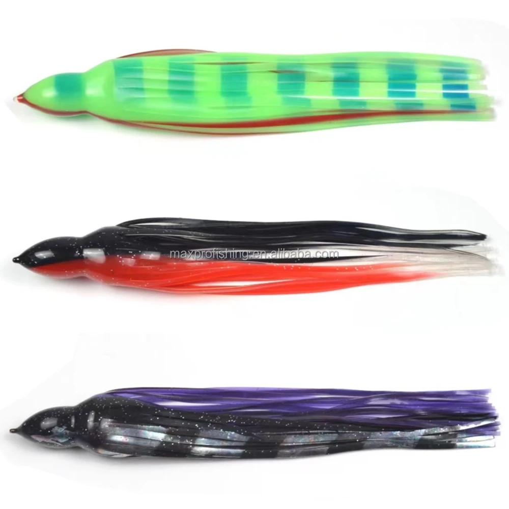 PVC Silicon Squid Replacement Green Pink Stripes Marlin Lure Big Game Trolling Skirt
