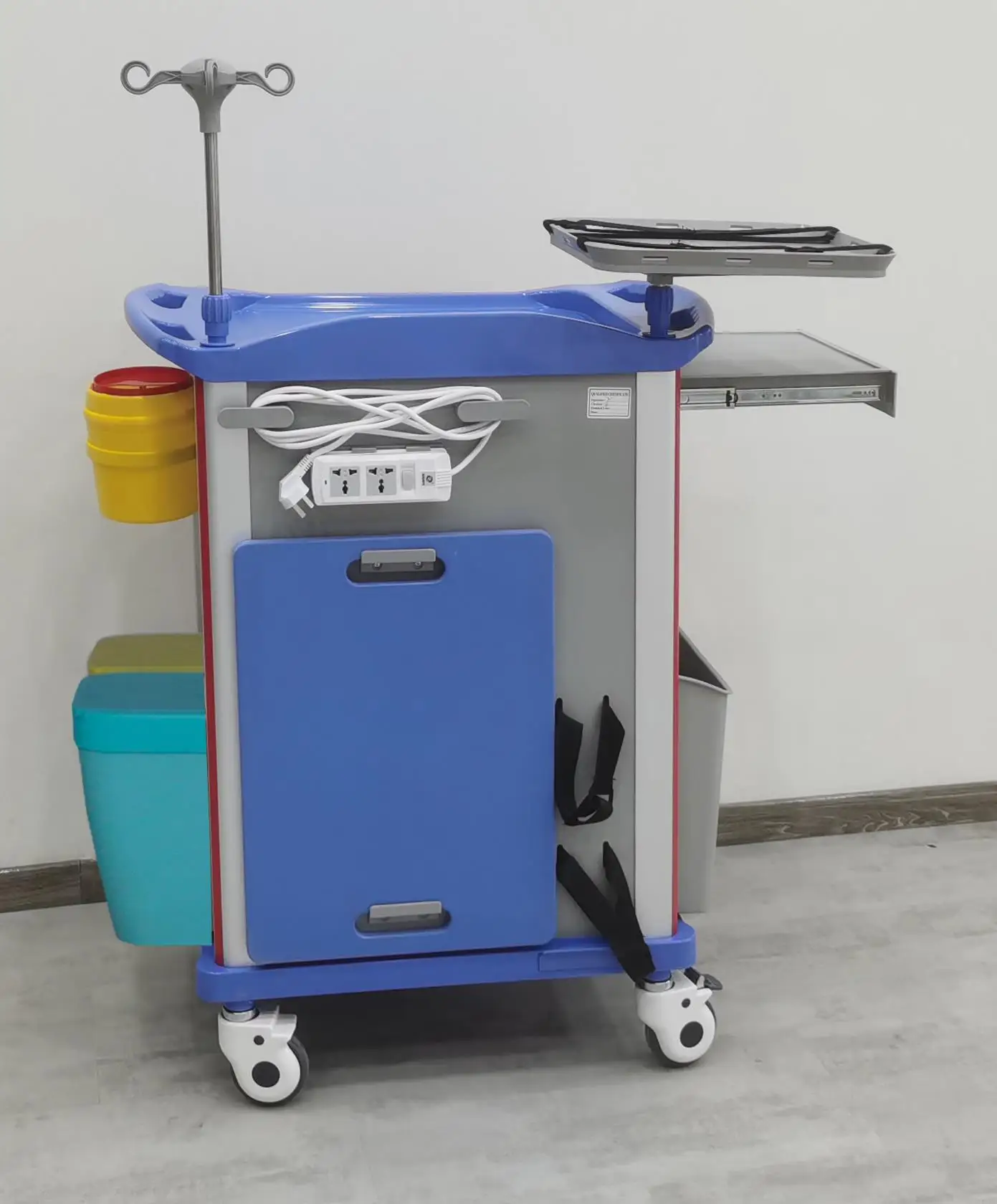 Mobile ER Crash Cart Hospital Furniture with IV Pole and Oxygen Tank ...