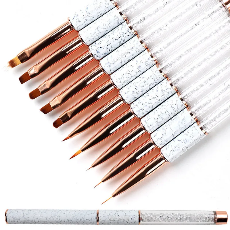 Hot Sell Custom Logo Rhinestones Kolinsky Acrylic Marble Handle Brushes