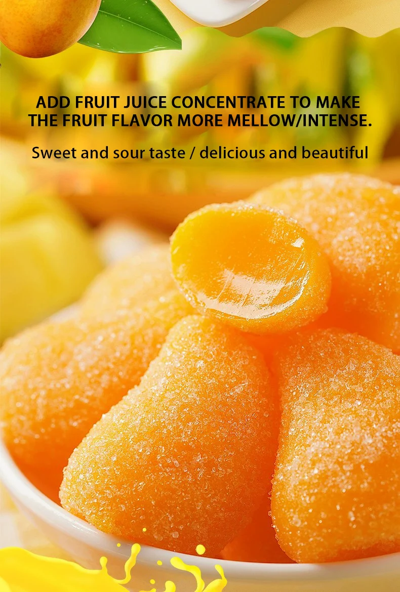Mango-flavored Gummy Candy Wedding Candies Fruity Soft Christmas Snacks Bulk Wholesale with Bag Packaging Sweets for All