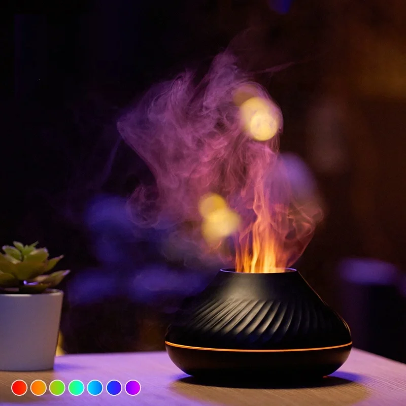 130ml Air Aroma Diffuser H20 Humidifier for Home Office Yoga 7 Flame Color Noiseless Essential Oil Diffuser