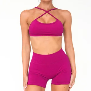 Customized Seamless Yoga Set for Women, V-shaped Waistband Running Dry Fitness Suit