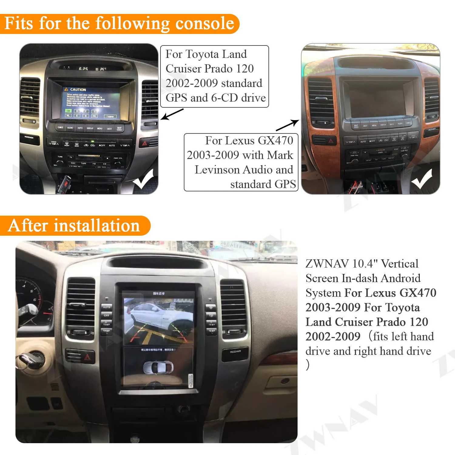 ZWNAV Android 9.0 Car Multimedia DVD Player For Toyota Land