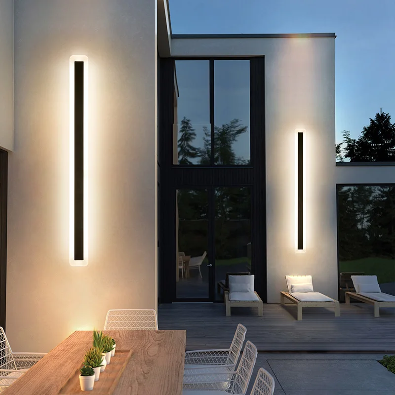 Modern LED Wall Light Metal Long Strip Wall Sconce Garden Porch Patio Lighting 