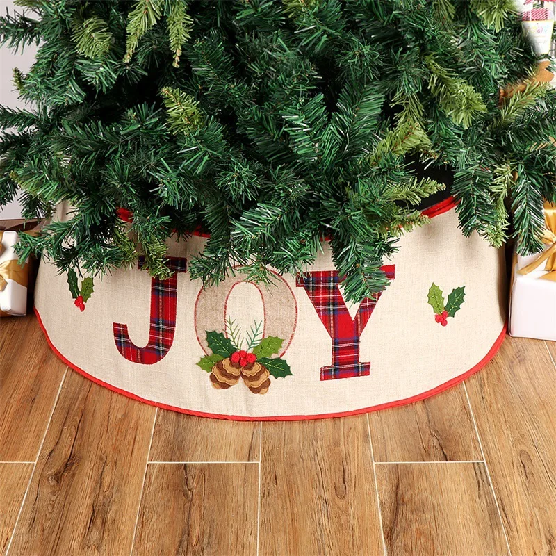 Letter Joy Merry Christmas Tree Skirt Collar Home Decorations Xmas Christmas Tree Collar Burlap