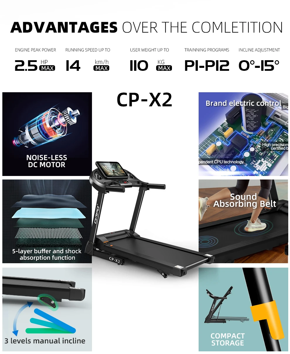 Ciapo foldable treadmill motorized electric treadmil home use running machine caminadora electrica