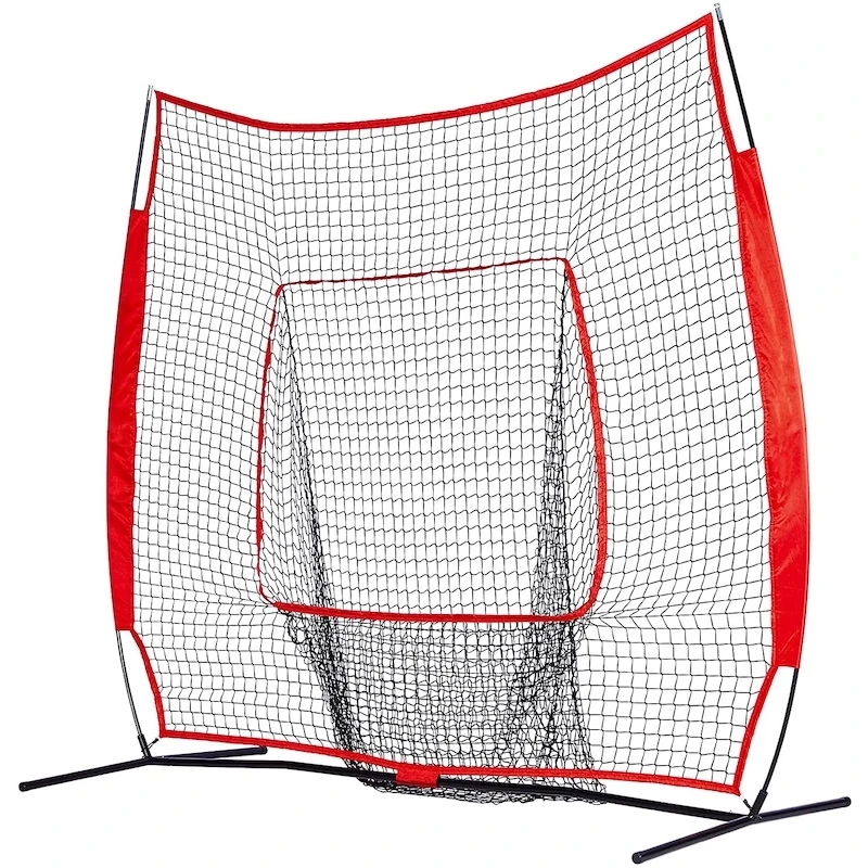 Red Hit Run Steal Baseball and Softball Large Mouth Hitting Net Practice Net 