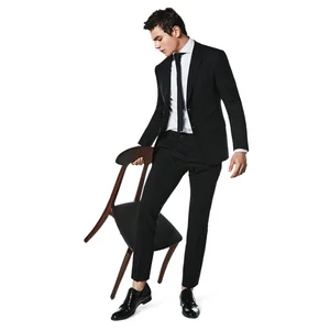 Custom Logo High Quality Business Clothes Black Regular Fit Suits for Men