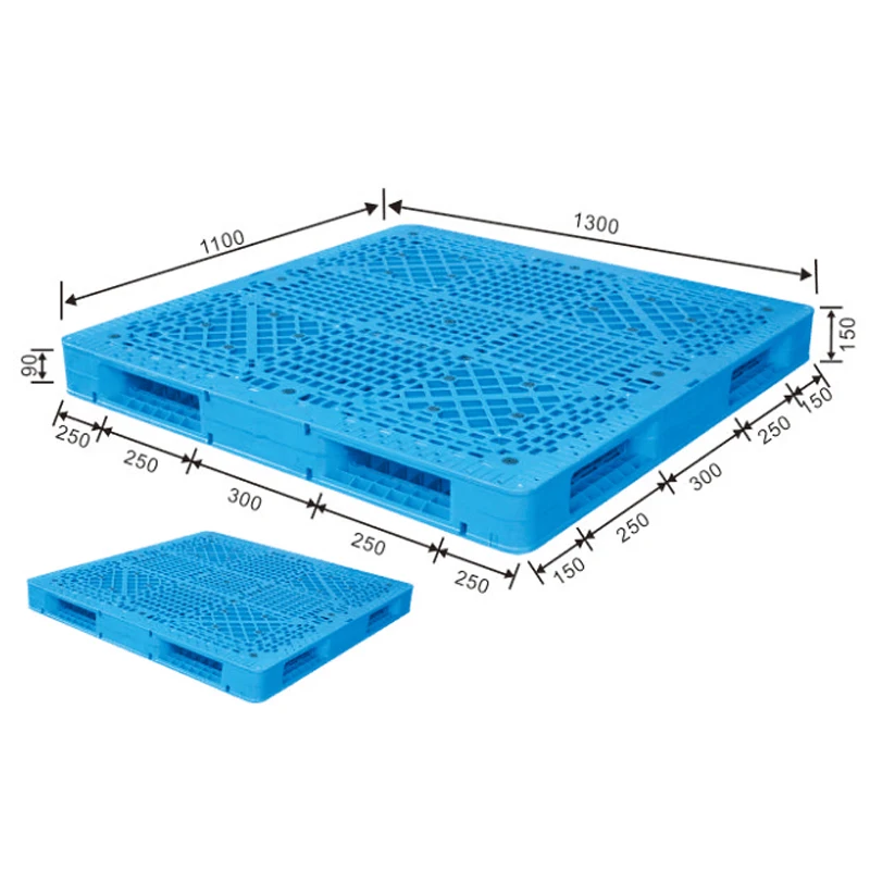 1500x1300x150 mm murah berkualitas tinggi empat arah baja masuk diperkuat hdpe ukuran standar stackable double faced plastik palet