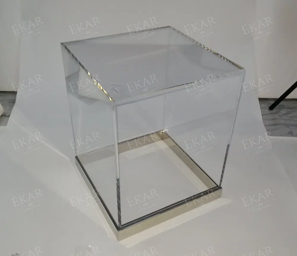 product imported clear acrylic console table metal box frame corner home office dining coffee table apartment hallway villa hospital528-69