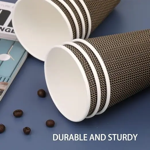 Disposable Coffee Cups Logo Customized Corrugated Paper Cups With Lid ...