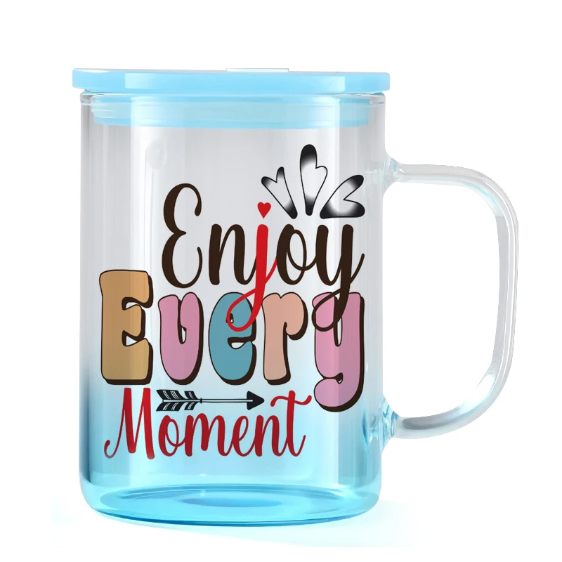Hot Selling 16oz Sublimation Gradient Color Water Glass Cup With New Lids and Straw Cool Custom Glass Mug