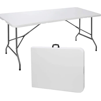6FT white outdoor rectangular plastic folding table