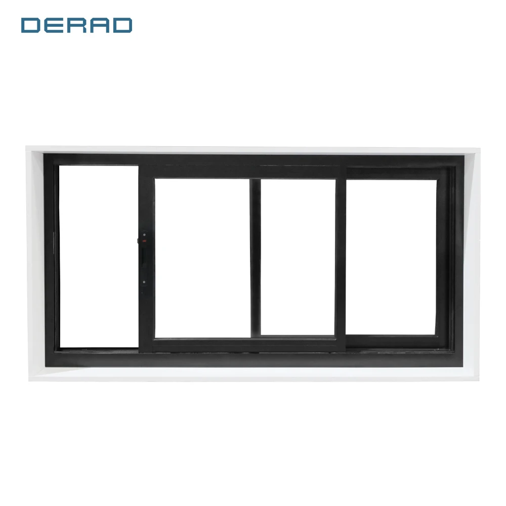 Black color resident window commercial single double glass aluminum profile sliding window with triple glazing design bathroom factory