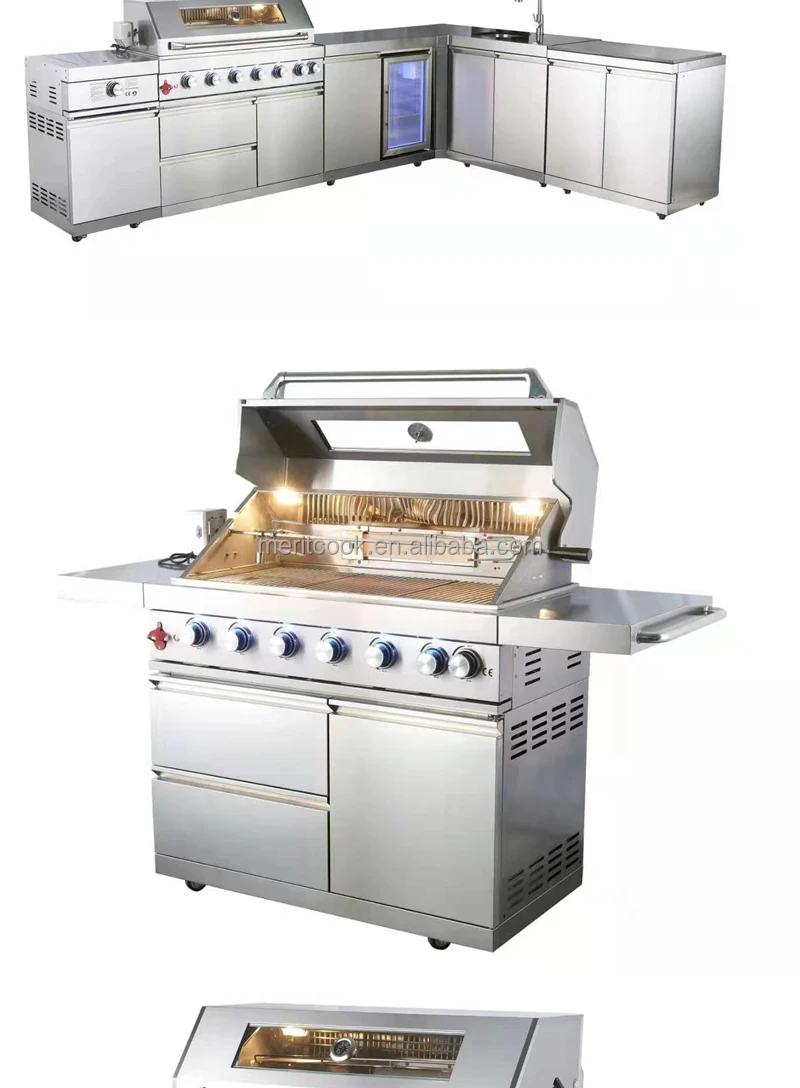 Outdoor Kitchen Cabinets with Gas BBQ Grill - Customized Modular ...