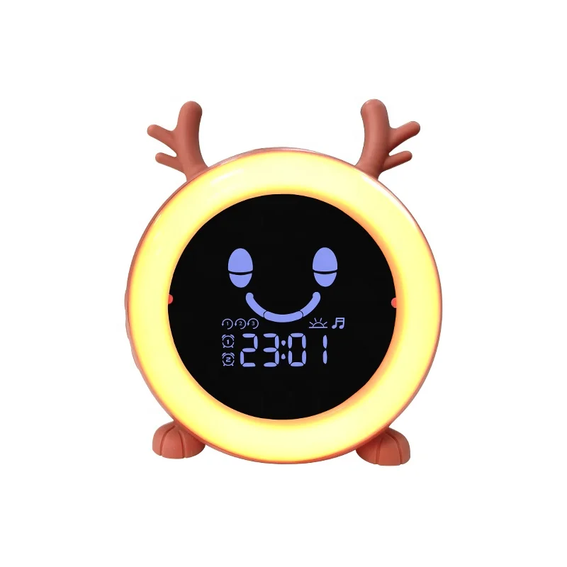 Cute Children Alarm Clock Children Sleep Trainer Clock Night Light