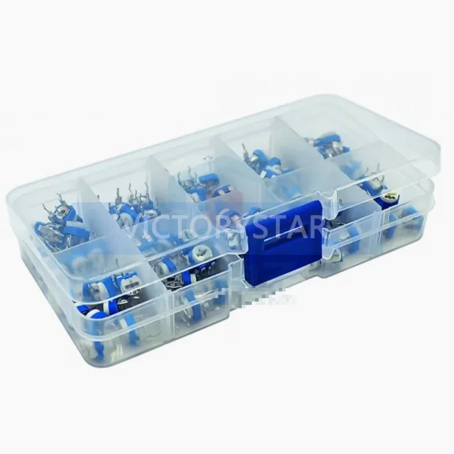 100 pieces of 10 specifications RM065 blue and white adjustable resistors 6MM classificati100 10 RM065