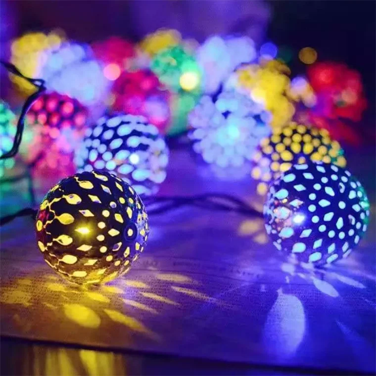 Christmas Tree Decoration Globe String Light Metal Ball Led Fairy Light Decorative Lamp for Bedroom Garden Party Wedding