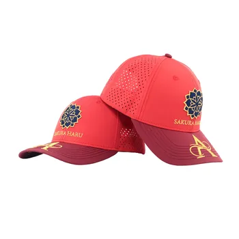 Tcap China 6 Panel Red Light Baseball Cap with Flowers