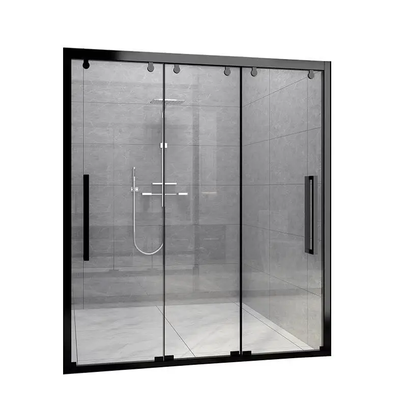 Bathroom Rectangular Single Moving Door 2 Pieces Fixed Shower Panels with Shelf Shower Doors Complete