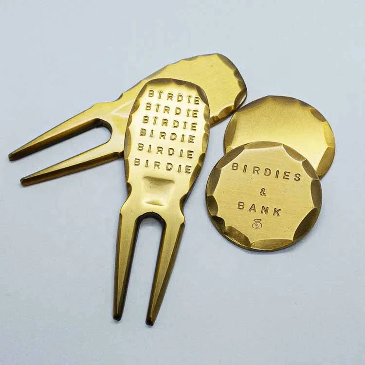 New Arrival Metal Handmade Forged Pitchfork Repairer Custom Brass Copper Golf Divot Repair Tool details