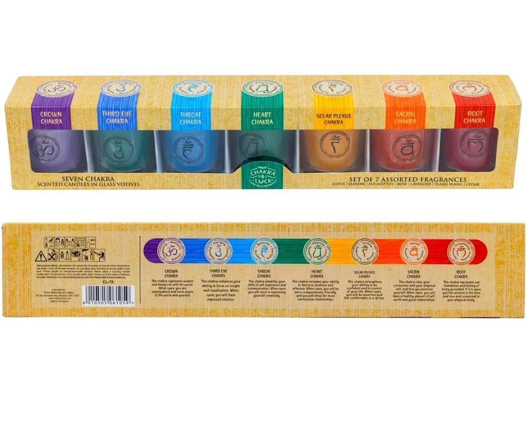 Chakra Candles Set Of 7 Meditation Crystal Scented Candles Gift Set For