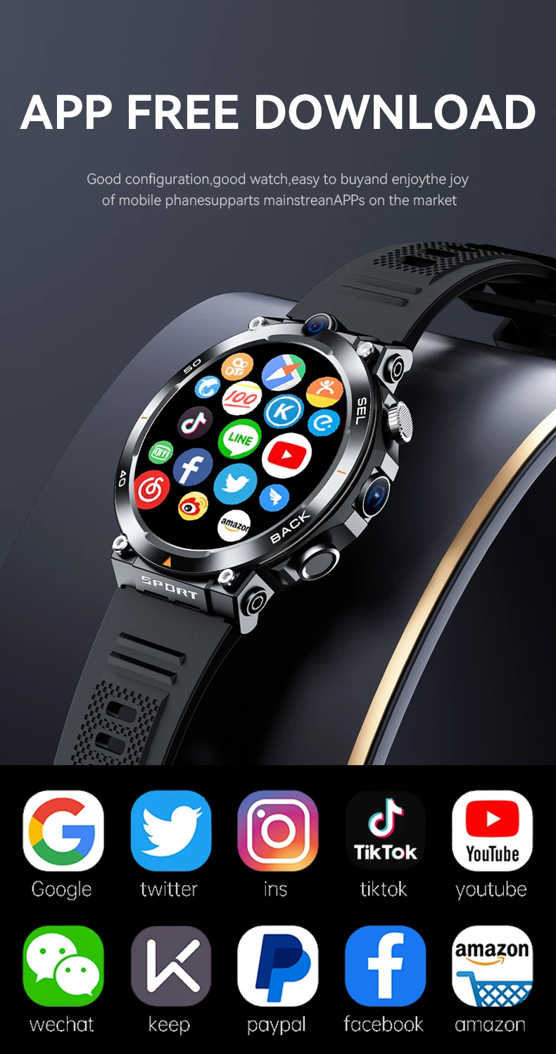 Newest 4G Adult Android 8.1 Smart Watches 1.39 Inch Support BT Sim Card GPS UIM Card Round Phone Watch With Google Play