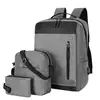 Mochila gris, bolso de hombro, clutch