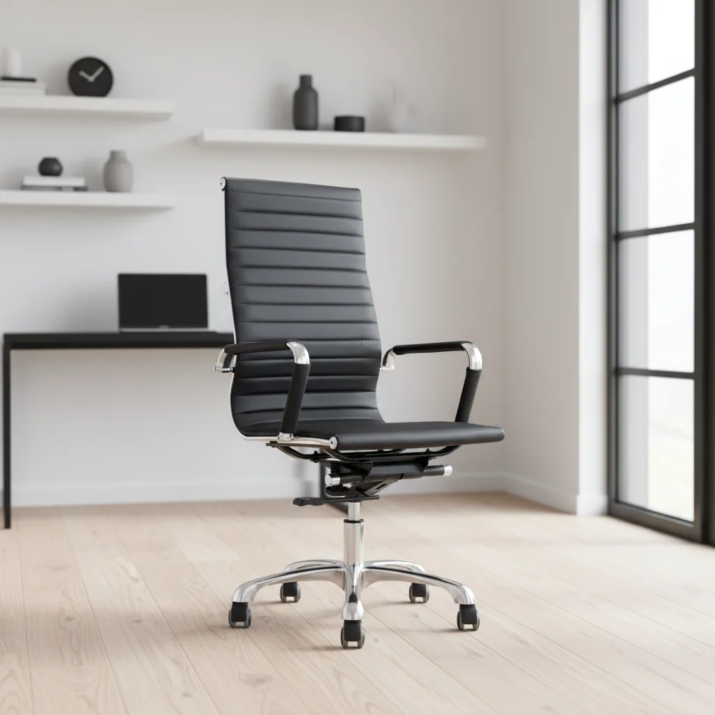 Heavy Duty Commercial Leather Ergonomic Adjustable Height Tilt Chair for Home Office 2