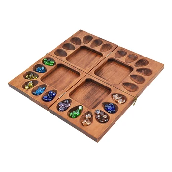 Mancala Board Game- 4 Player, Square Root Strategy Game, Folds for