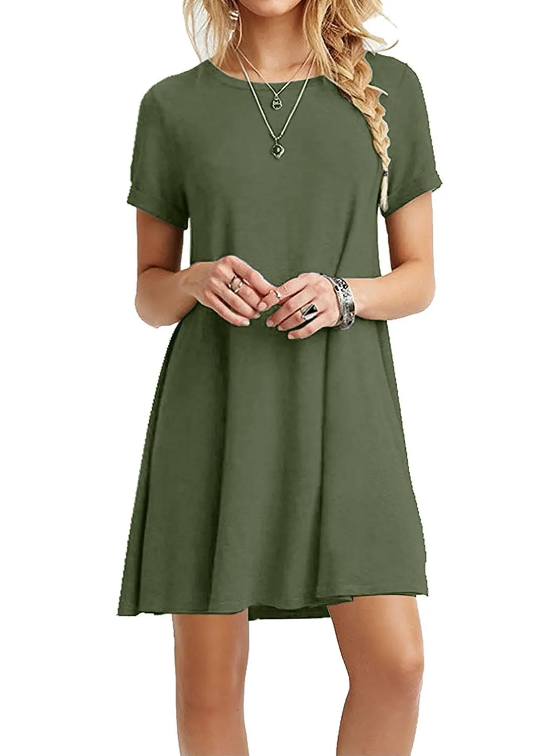 Latest Women Summer Short Sleeve Dresses Fashion Women's Solid Color Clothing Girls Dail aperçu 13