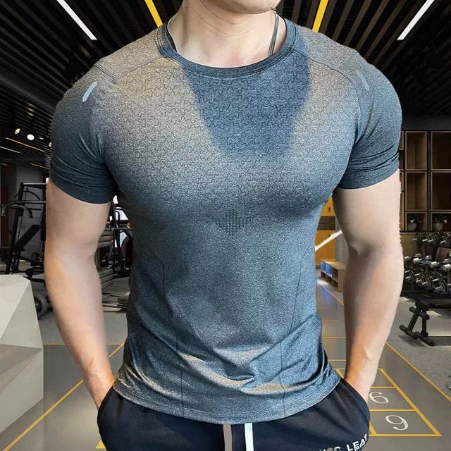 Sportswear Athletic Quick Dry Breathable Compression Sports Muscle Tshirt Blank Custom Running Workout Polyester Man Gym Shirt